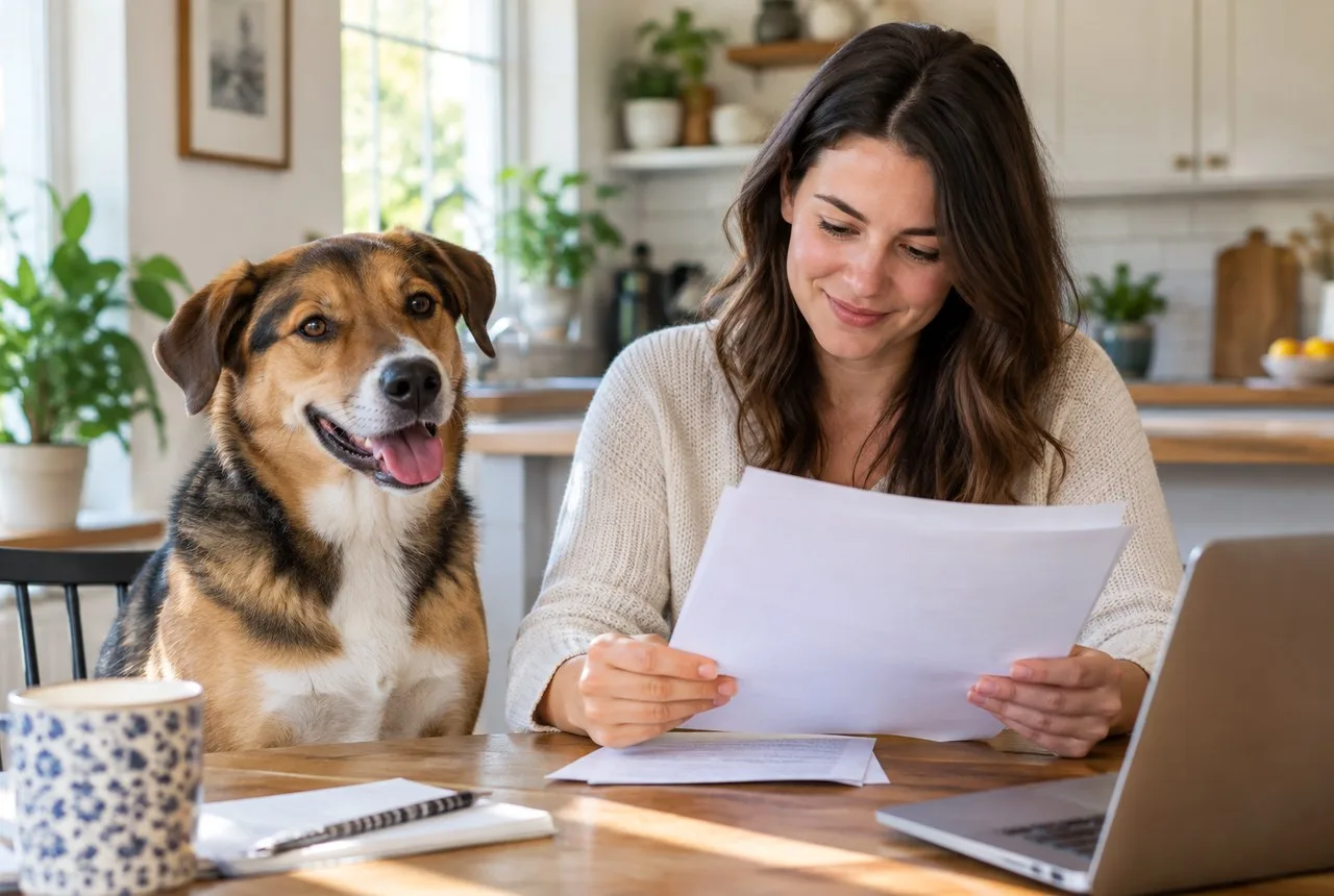 Dog owner considering dog groomer pet insurance